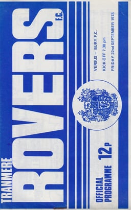 Tranmere Rovers v Bury Match Programme 1978-09-22